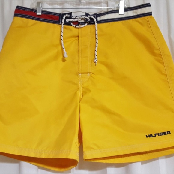 yellow tommy hilfiger swim trunks